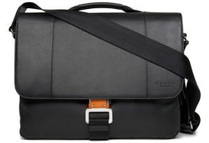 Messenger Bag Black Leather Front
